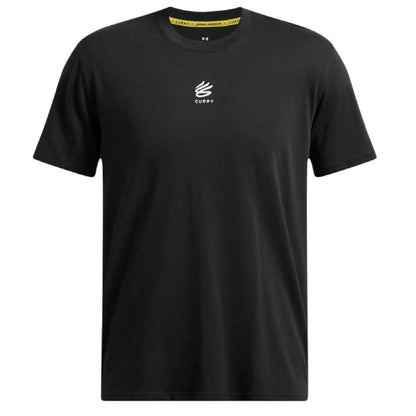 Black-White - Front - Under Armour Mens Curry Logo Heavyweight T-Shirt