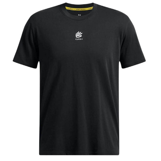 Black-White - Front - Under Armour Mens Curry Logo Heavyweight T-Shirt
