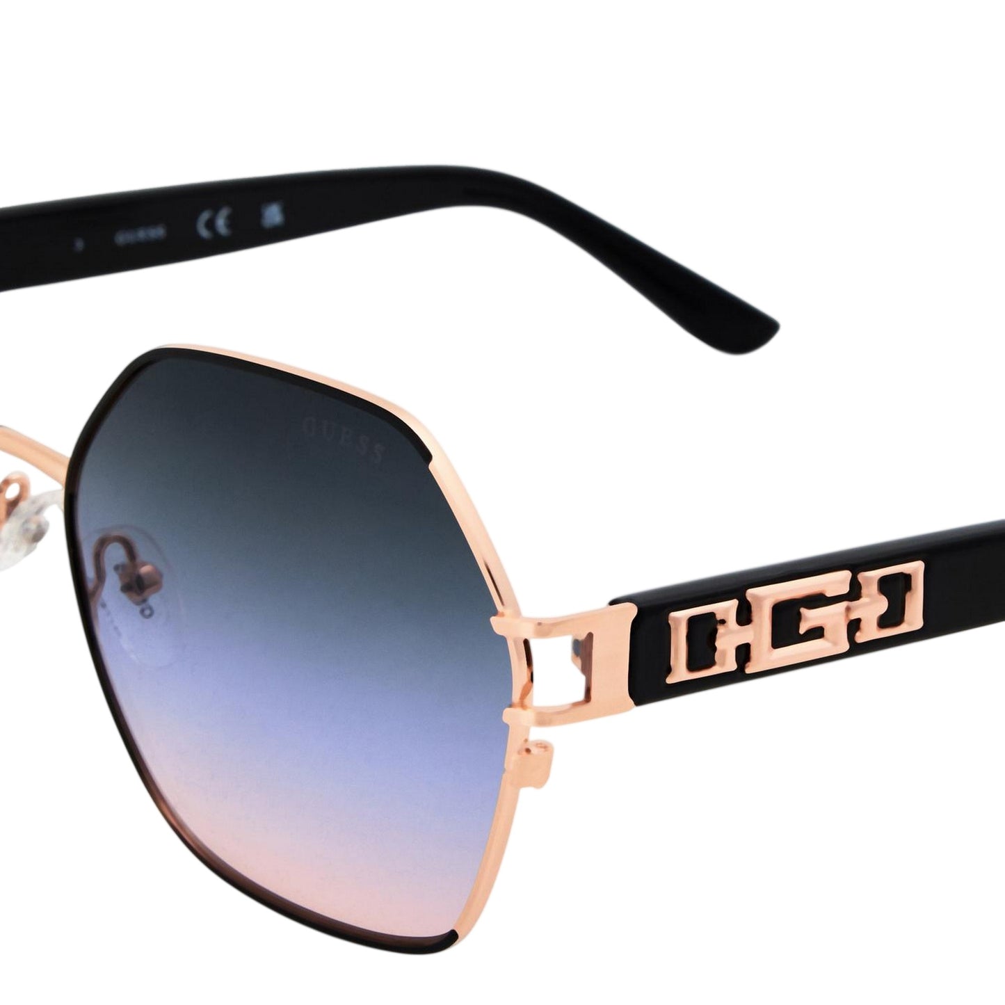 Black - Side - Guess Womens-Ladies Hexagon Sunglasses