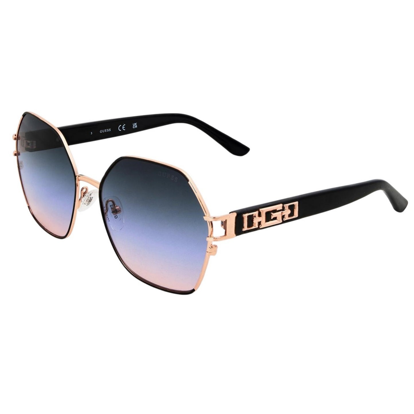 Black - Front - Guess Womens-Ladies Hexagon Sunglasses