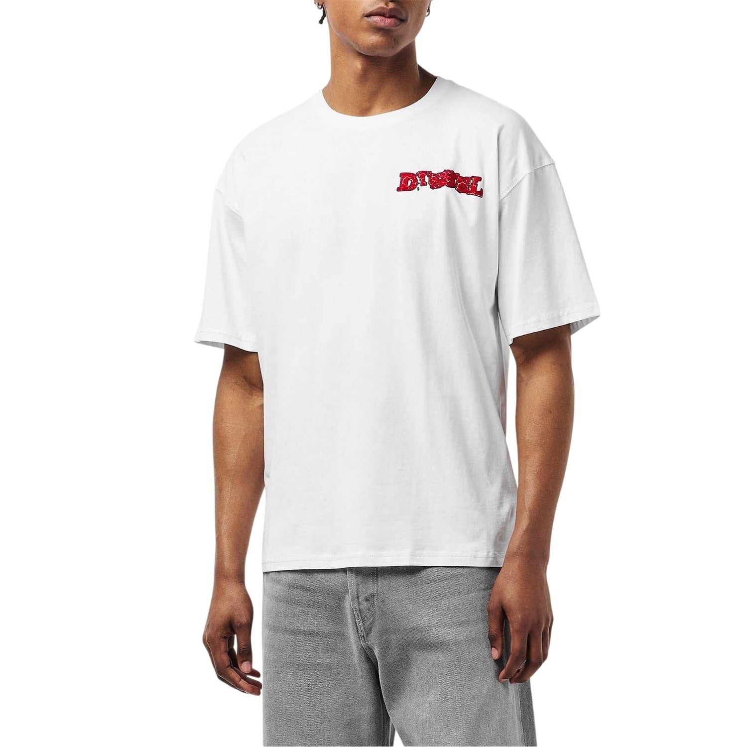 White - Lifestyle - Diesel Mens Graffiti Logo Boxy T-Shirt