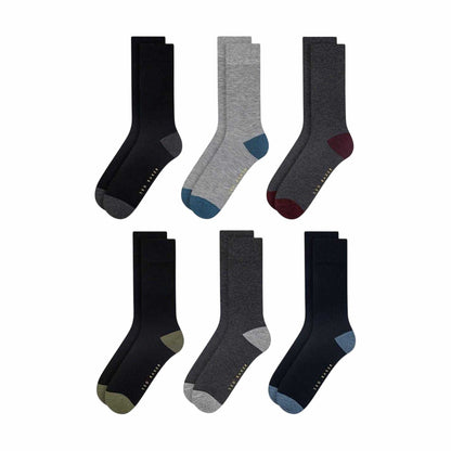 Black - Back - Ted Baker Mens Crew Socks (Pack of 6)
