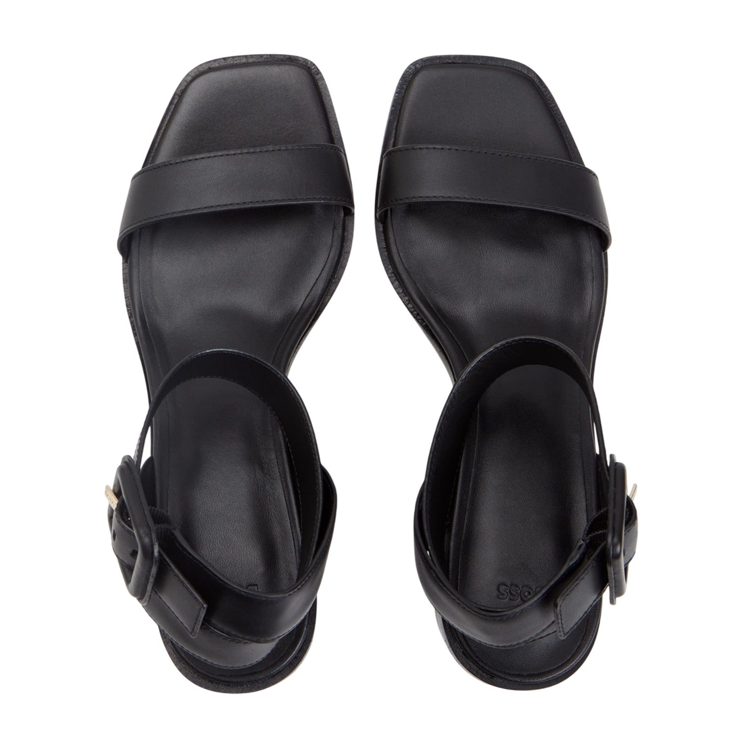 Black - Side - Boss Womens-Ladies Charlize Leather Block Heel Sandals