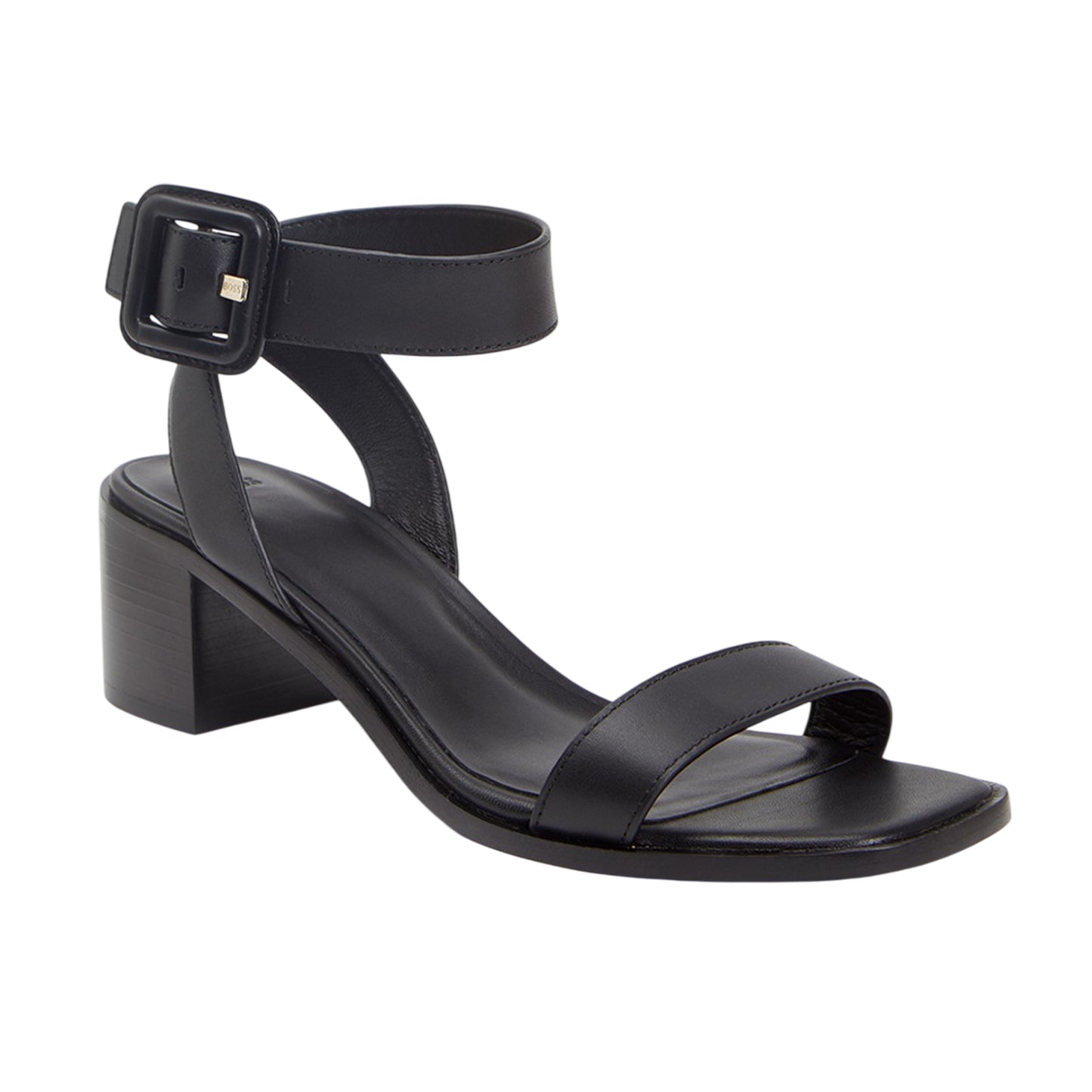 Black - Front - Boss Womens-Ladies Charlize Leather Block Heel Sandals