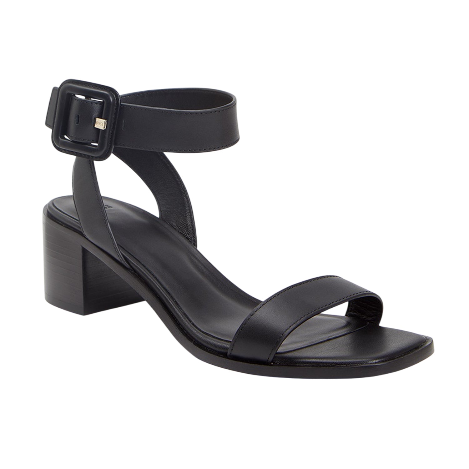 Black - Front - Boss Womens-Ladies Charlize Leather Block Heel Sandals