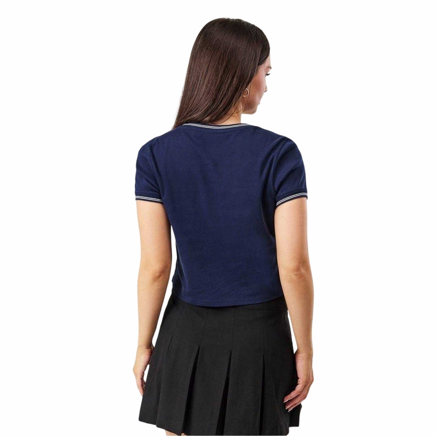 Navy-White - Back - Jack Wills Womens-Ladies Slim Crop Top