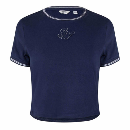 Navy-White - Front - Jack Wills Womens-Ladies Slim Crop Top