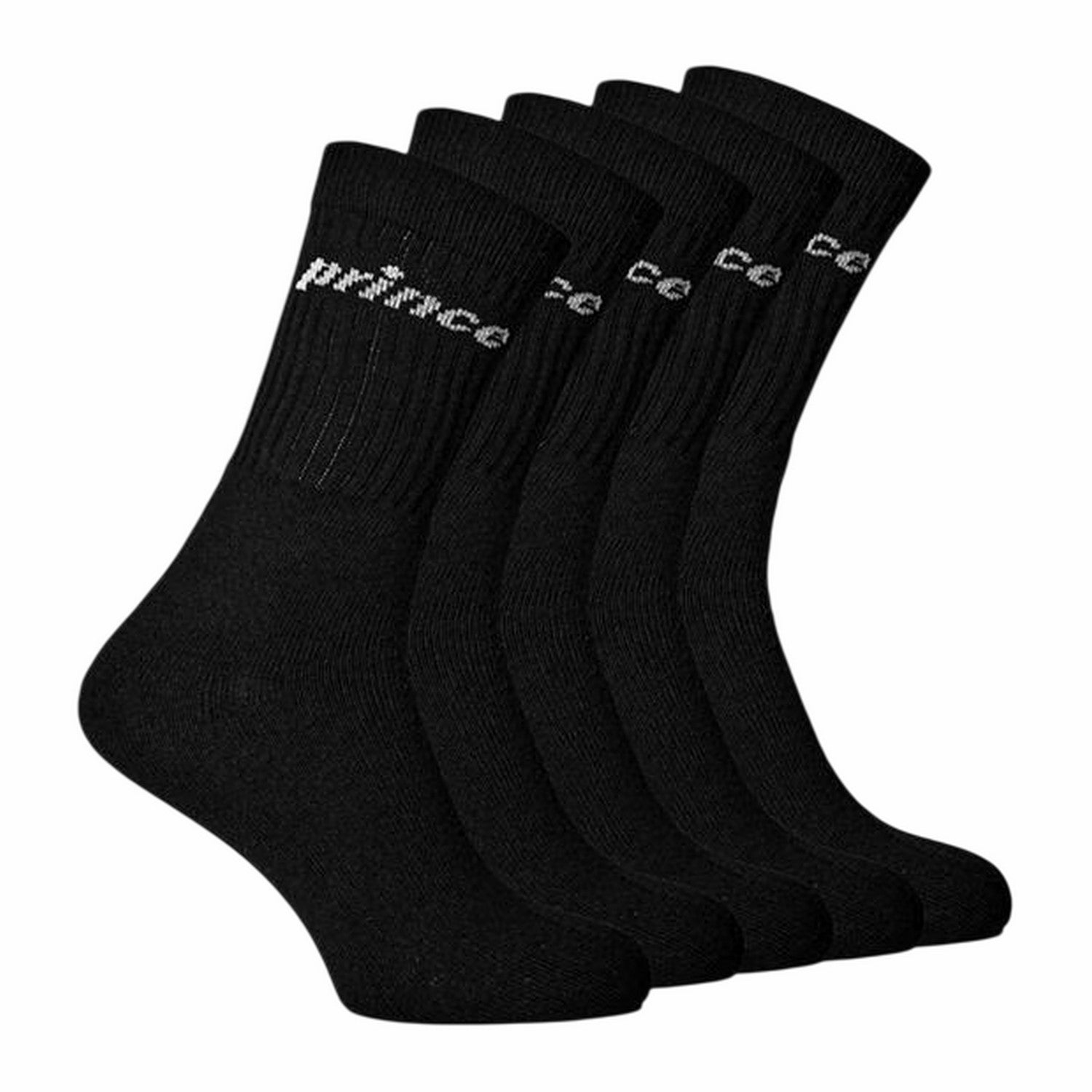 Black - Back - Prince Mens Tennis Crew Socks (Pack of 5)