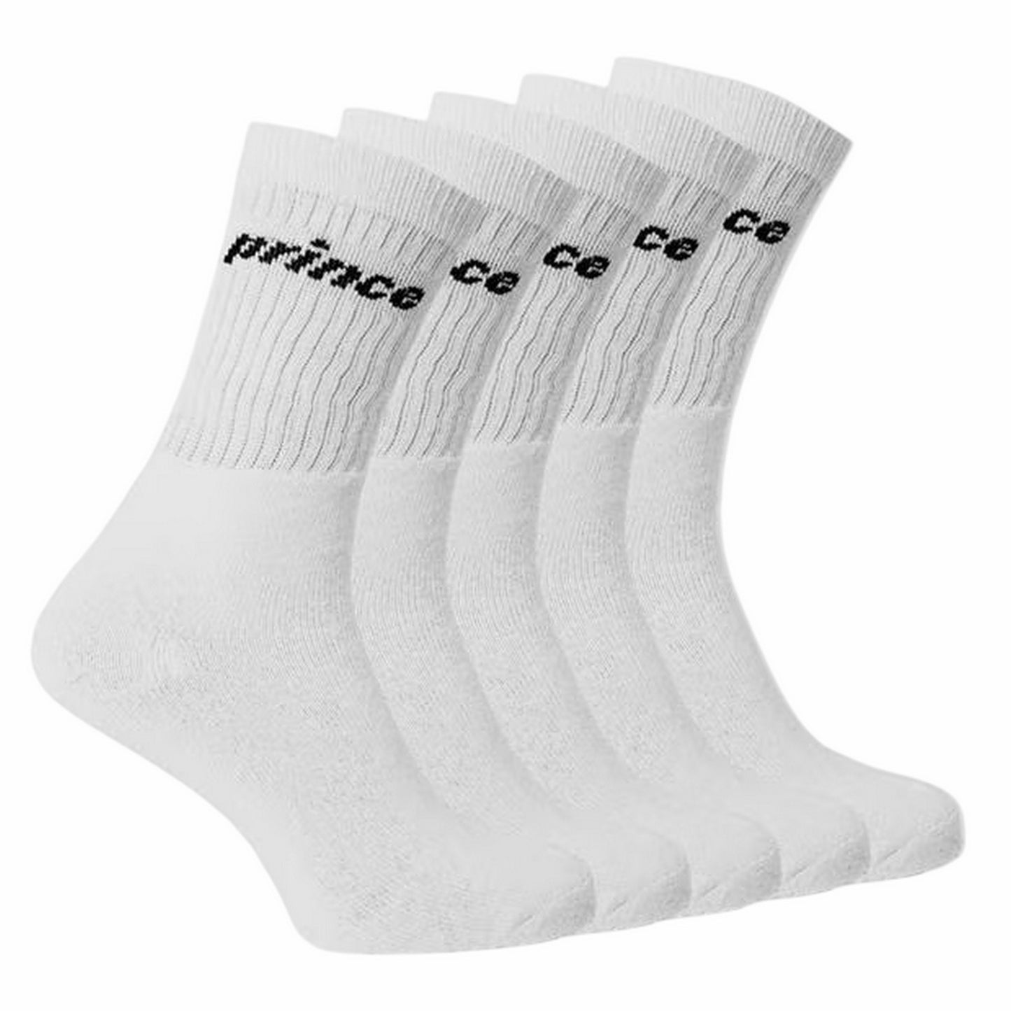 White - Back - Prince Mens Tennis Crew Socks (Pack of 5)