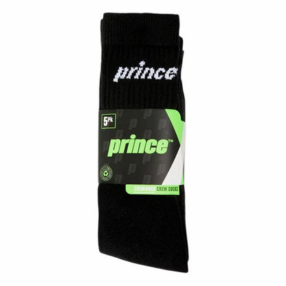 Black - Front - Prince Mens Tennis Crew Socks (Pack of 5)