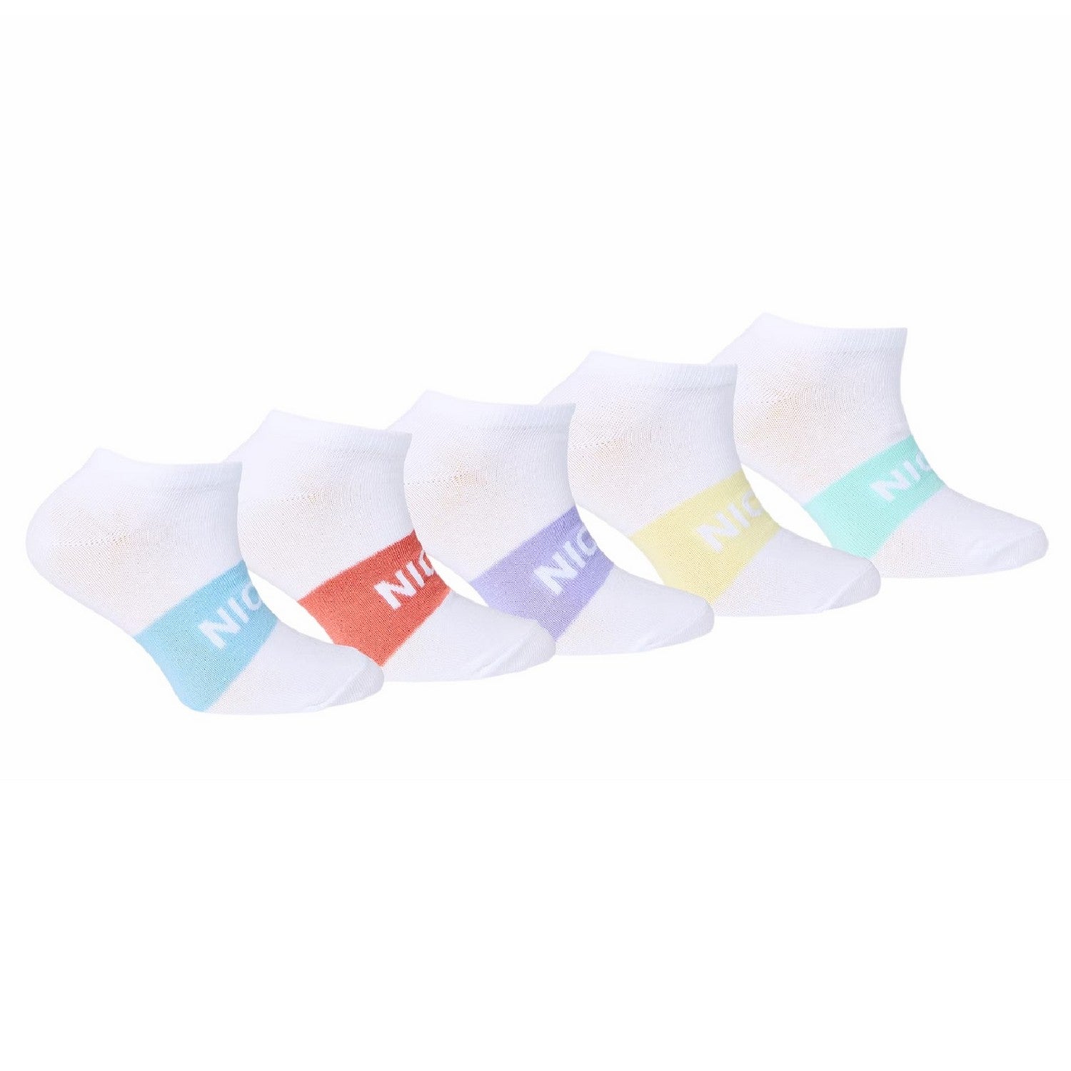 Blue Block - Front - Nicce Childrens-Kids Towson Colour Block Trainer Socks (Pack of 5)