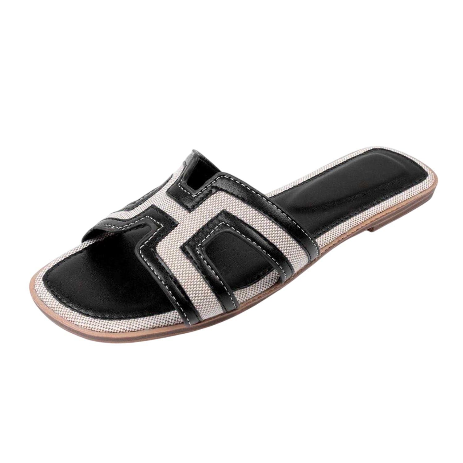 Black - Back - Where´s That From Womens-Ladies H-Strap Flat Sandals