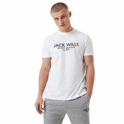 White - Front - Jack Wills Mens Carnaby Logo T-Shirt