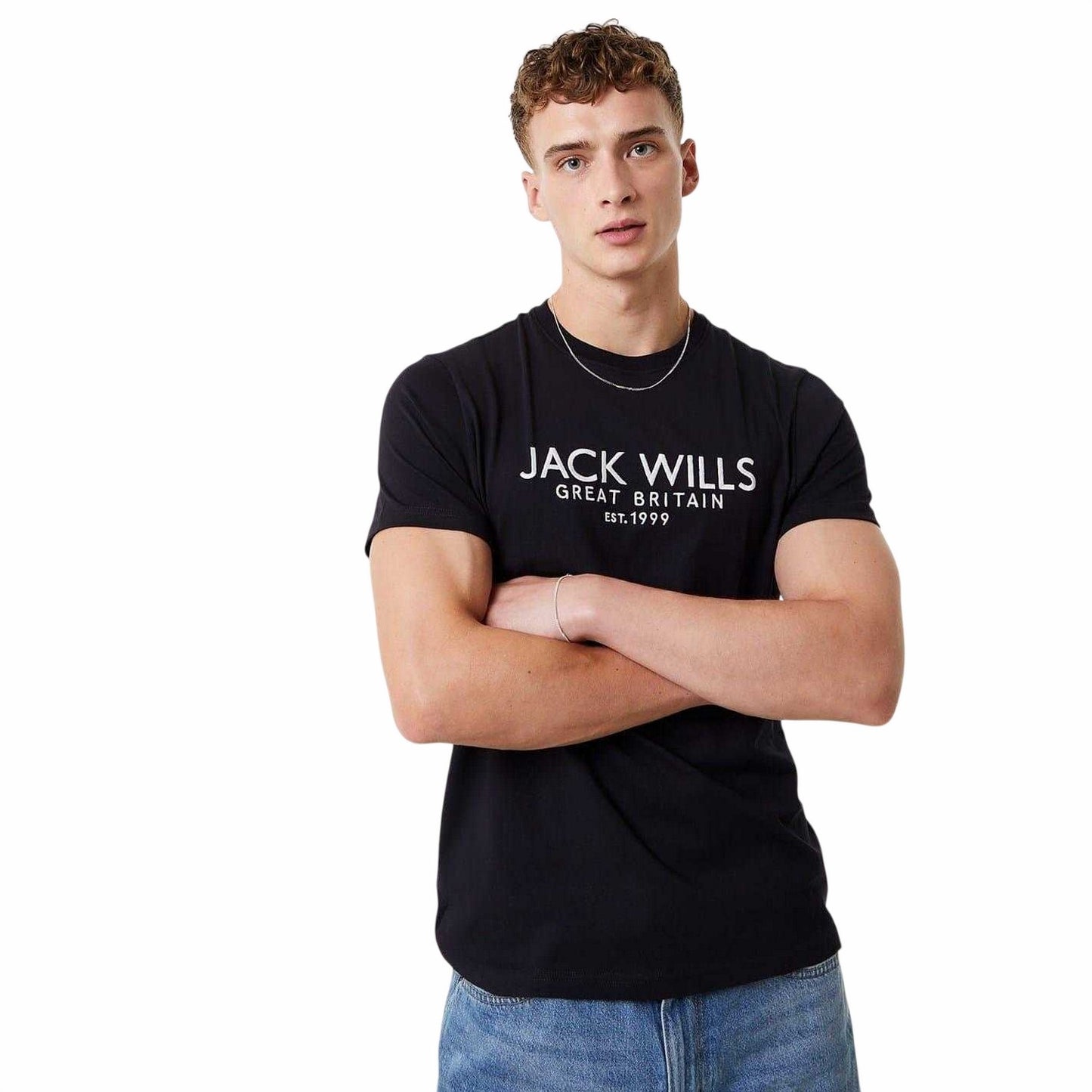 Black - Front - Jack Wills Mens Carnaby Logo T-Shirt