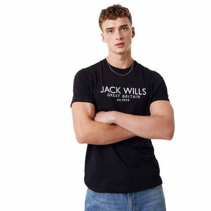 Black - Front - Jack Wills Mens Carnaby Logo T-Shirt