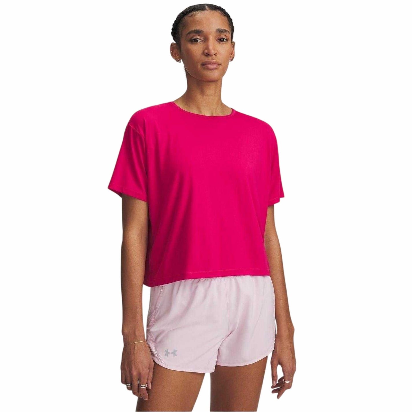Fuchsia-White - Front - Under Armour Womens-Ladies Motion Crew Neck T-Shirt