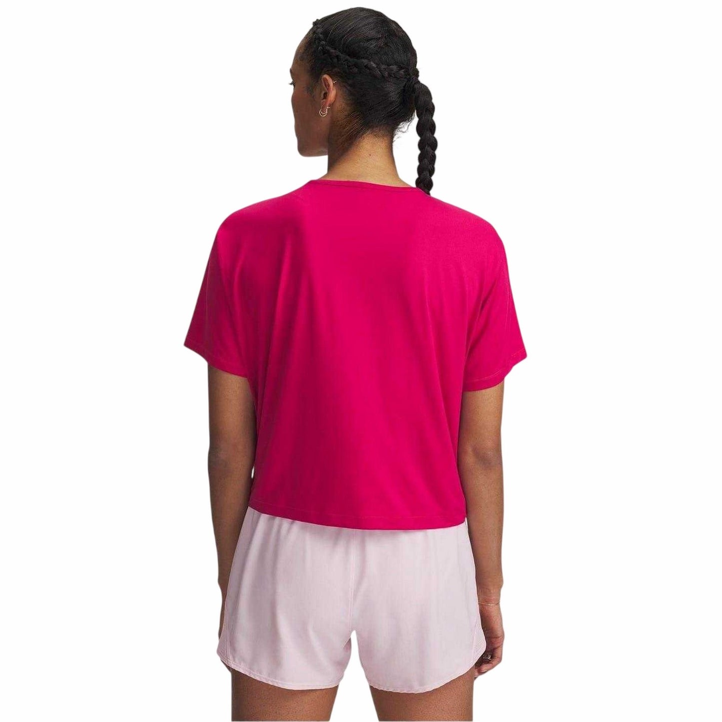 Fuchsia-White - Back - Under Armour Womens-Ladies Motion Crew Neck T-Shirt