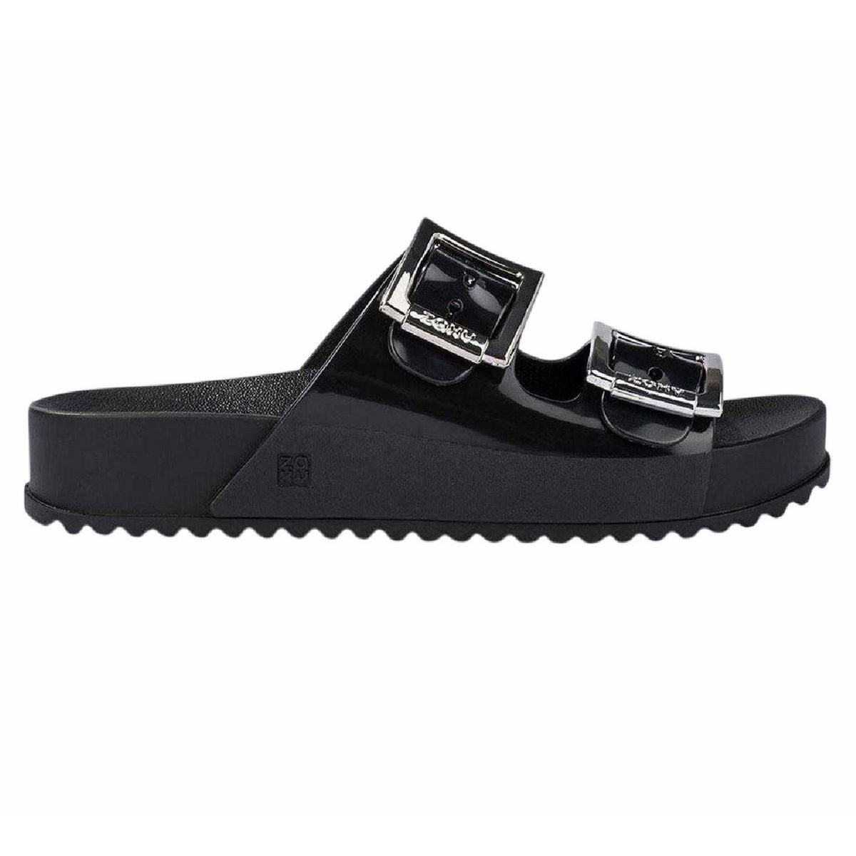 Black - Back - Zaxy Womens-Ladies Slip-on Flat Sliders