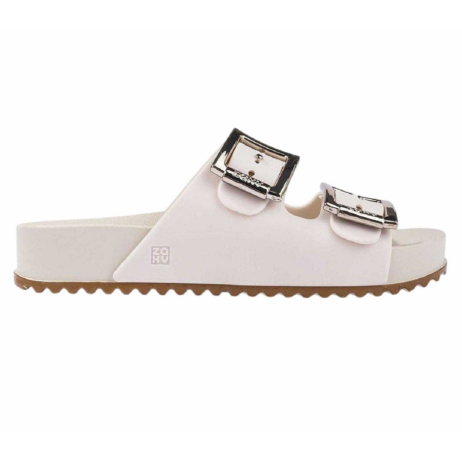 White - Back - Zaxy Womens-Ladies Slip-on Flat Sliders