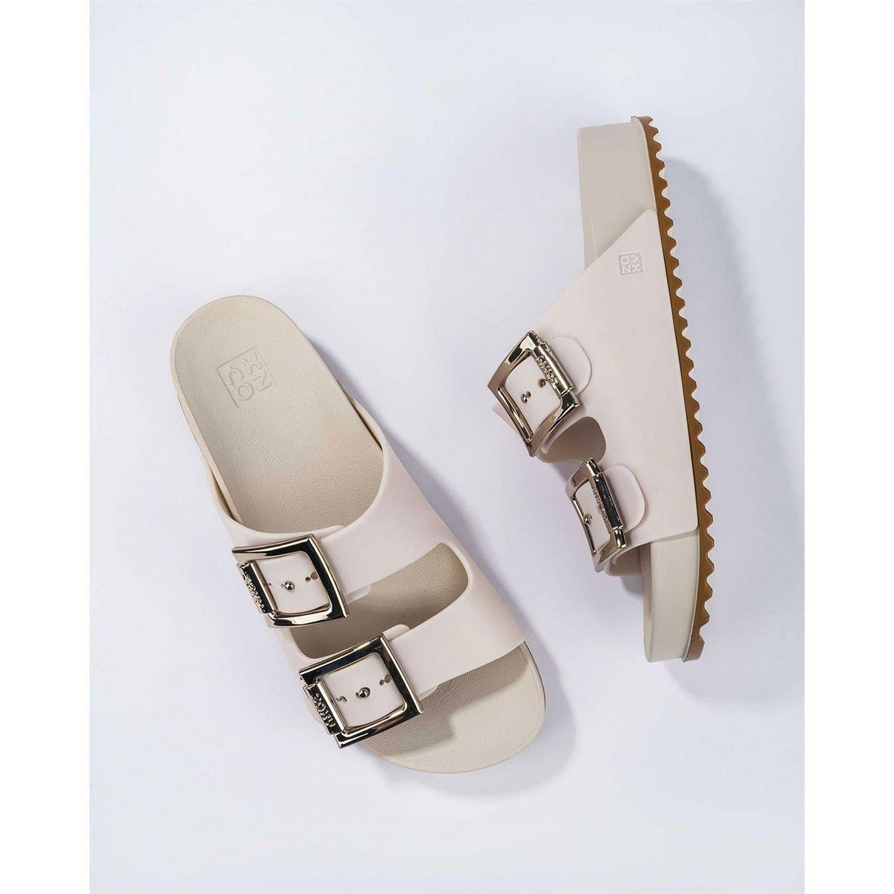 White - Side - Zaxy Womens-Ladies Slip-on Flat Sliders