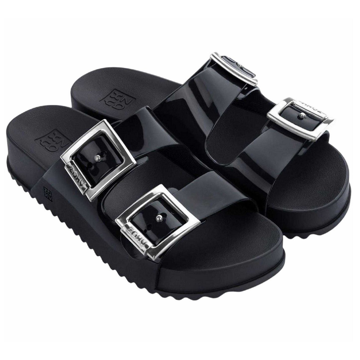 Black - Front - Zaxy Womens-Ladies Slip-on Flat Sliders