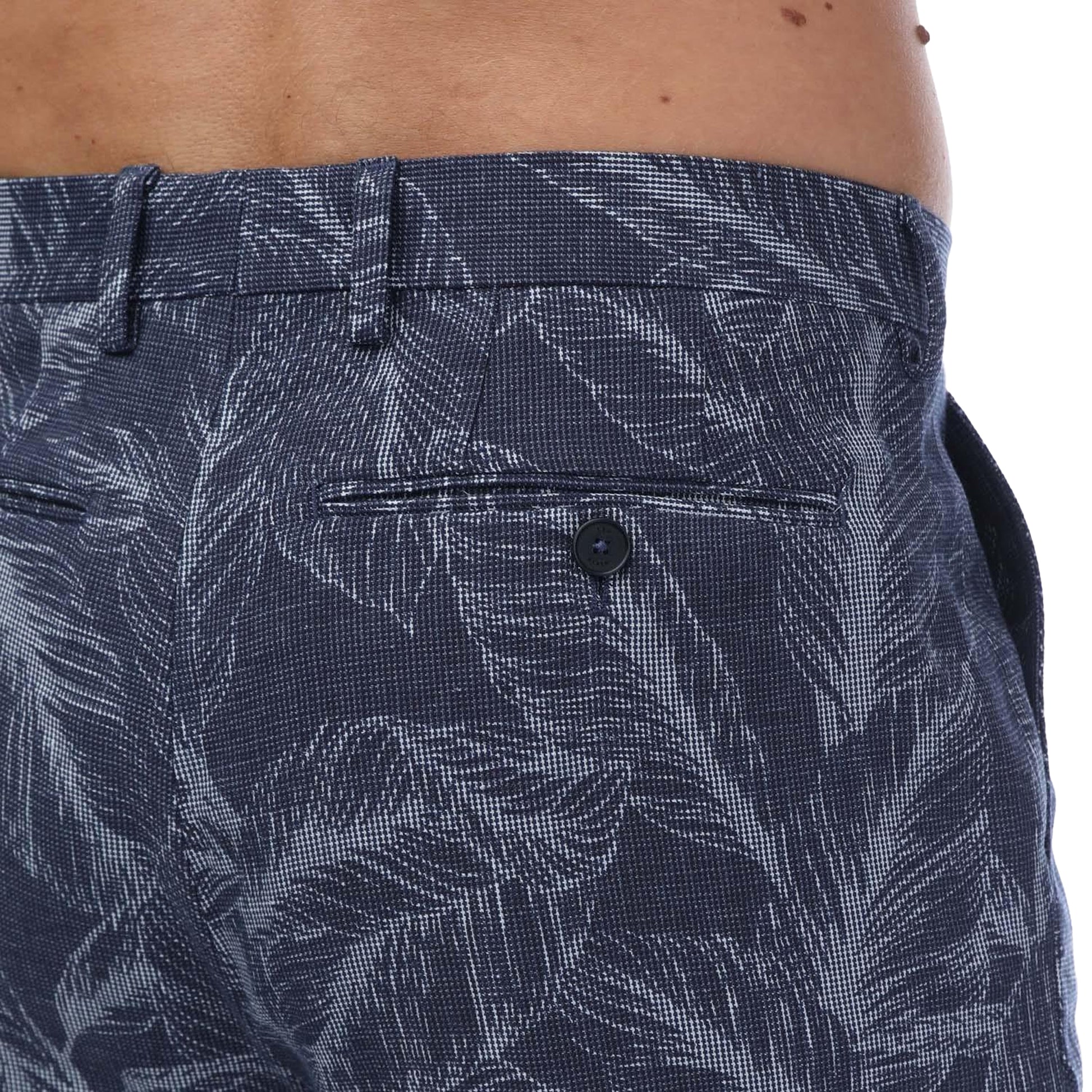 Navy - Side - Ted Baker Mens Postot Cotton Printed Trousers