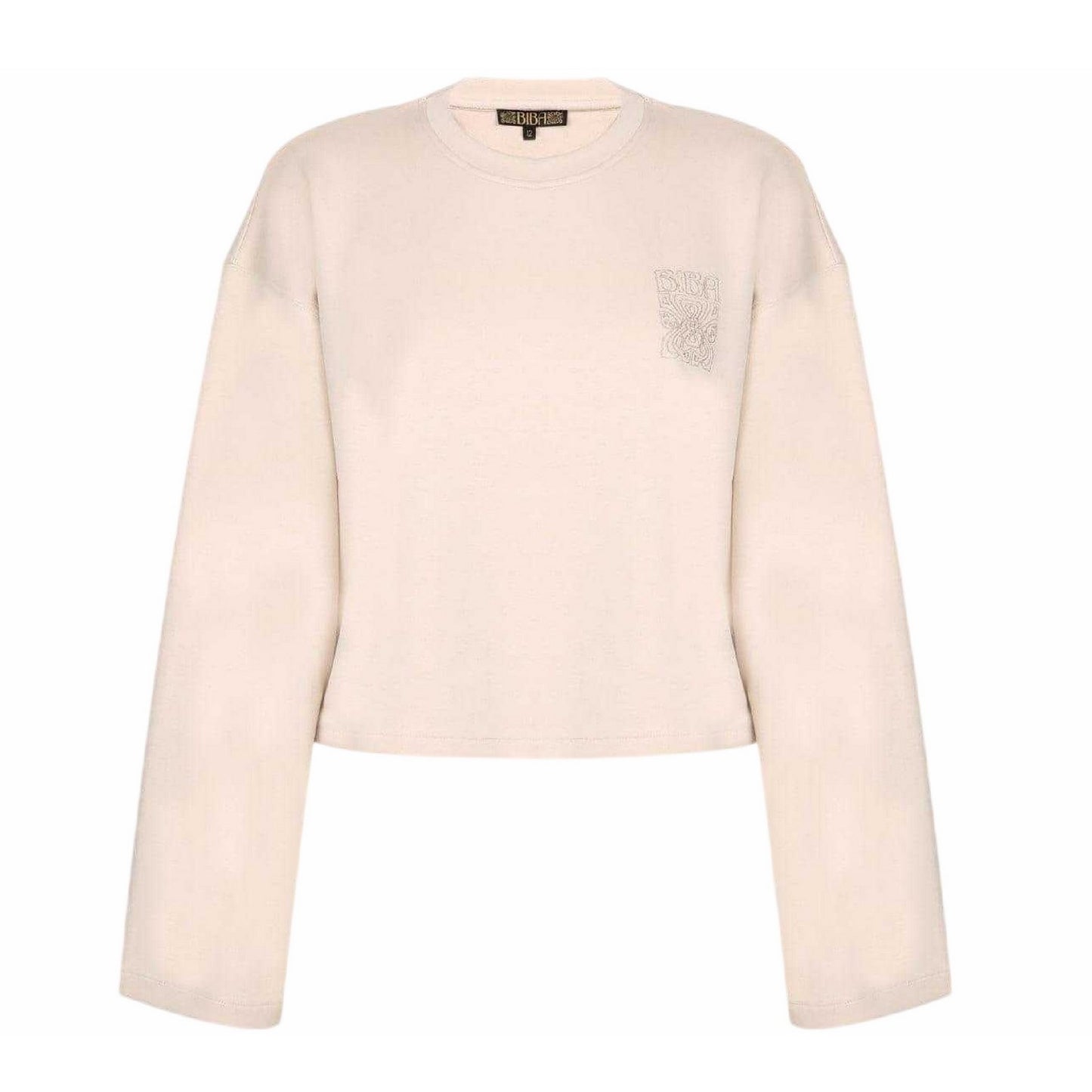 Neutral - Front - Biba Womens-Ladies Embroidered Logo Crop Sweatshirt