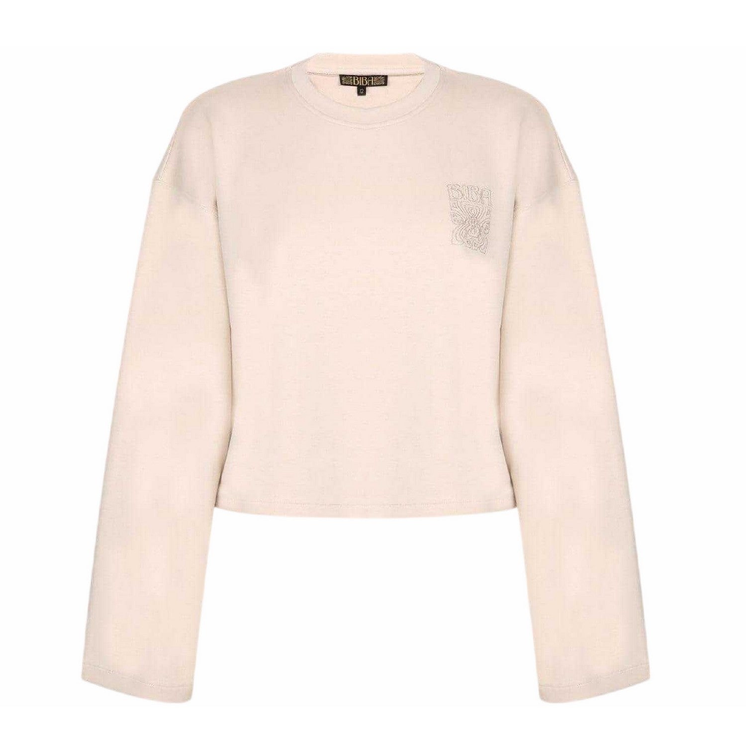 Neutral - Front - Biba Womens-Ladies Embroidered Logo Crop Sweatshirt