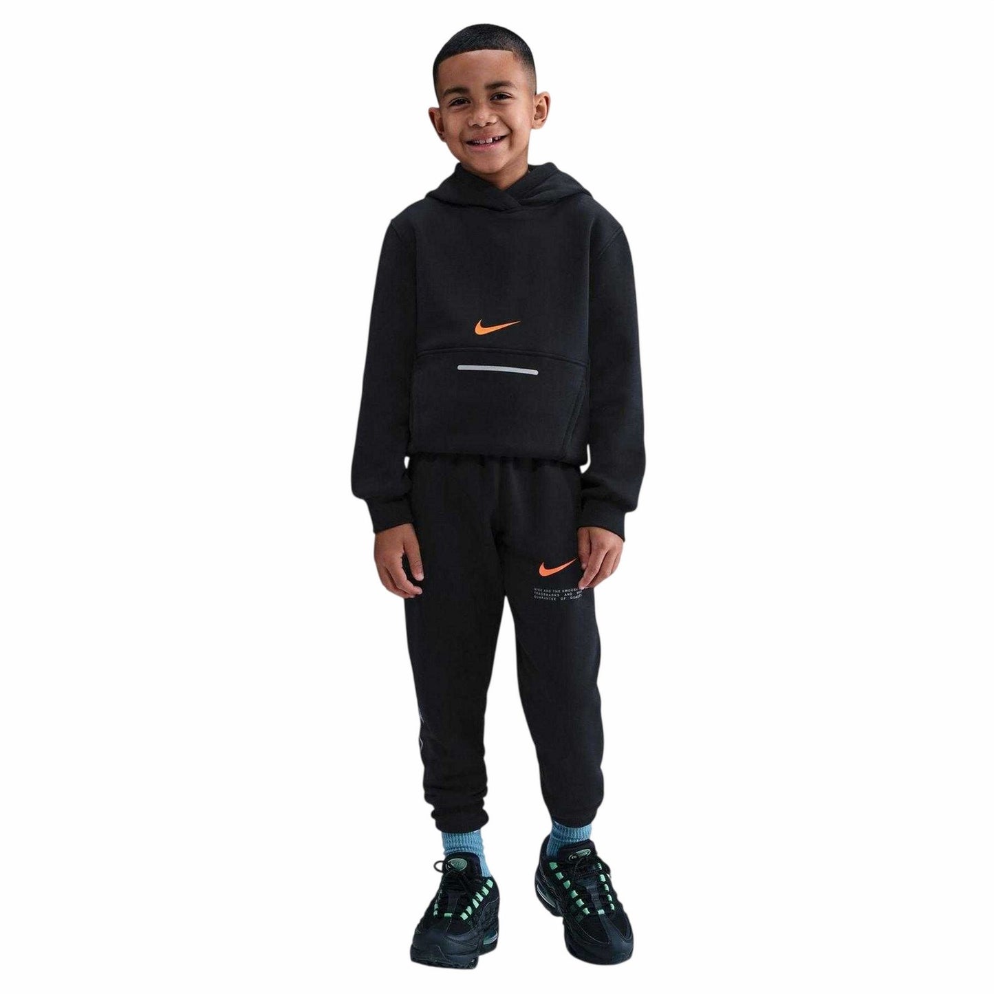 Black - Front - Nike Childrens-Kids Club Fleece Pullover Hoodie