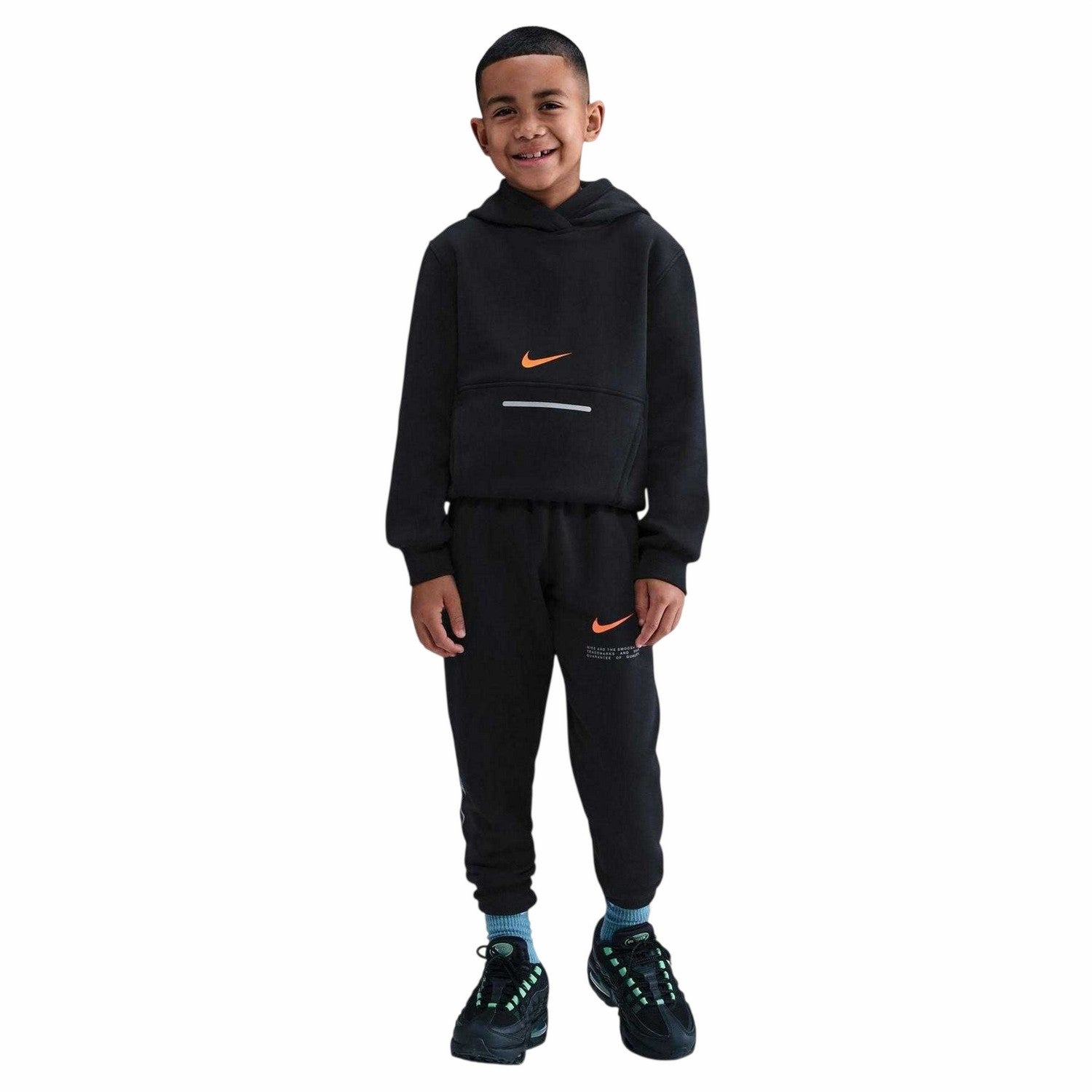 Black - Front - Nike Childrens-Kids Club Fleece Pullover Hoodie