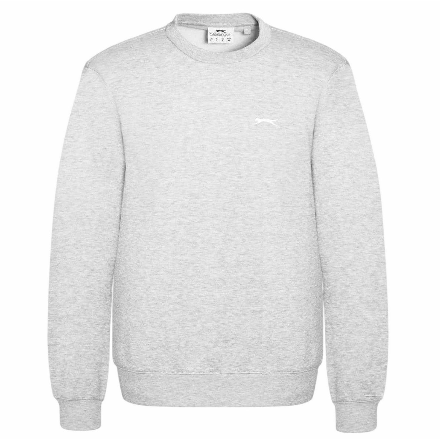Grey Marl - Front - Slazenger Mens Fleece Crew Neck Sweatshirt