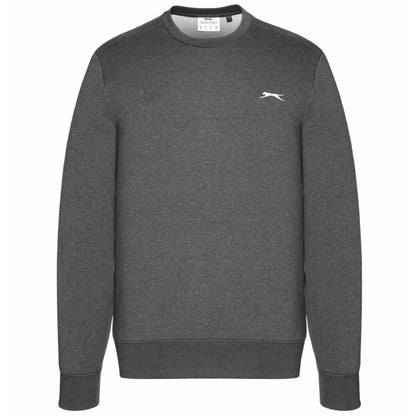 Charcoal Marl - Front - Slazenger Mens Fleece Crew Neck Sweatshirt