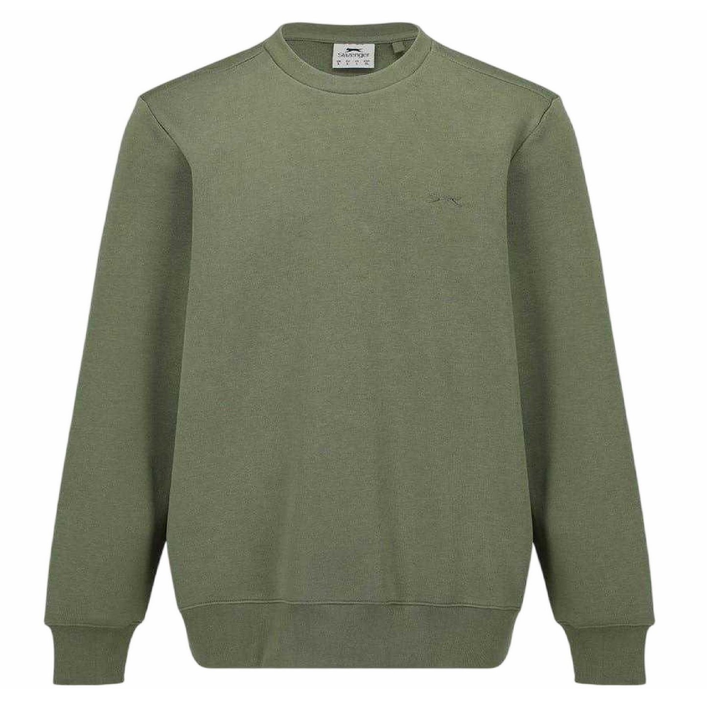Khaki - Front - Slazenger Mens Fleece Crew Neck Sweatshirt