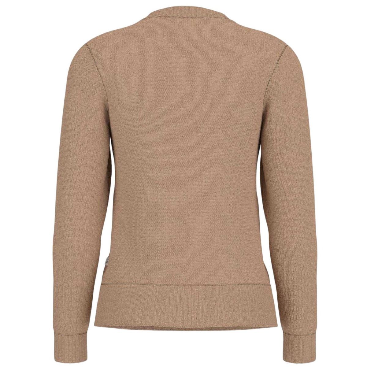 Brown-Oatmeal - Back - Guess Womens-Ladies Knitted Intarsia Sweatshirt