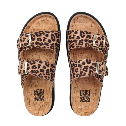 Leopard - Side - Biba Womens-Ladies Leopard Double Strap Sandals
