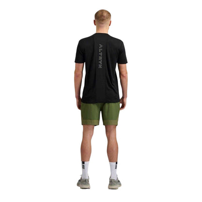 Khaki Green Marl - Back - ALTRYN Mens Elliot Tech Lightweight Running Shorts