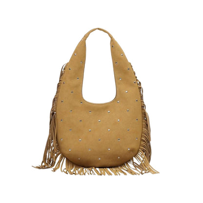 Camel - Front - Firetrap Studded Hobo Bag