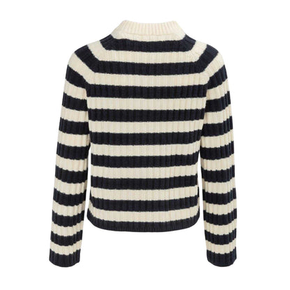 Navy - Back - Miso Womens-Ladies Stripe Open Hem Jumper