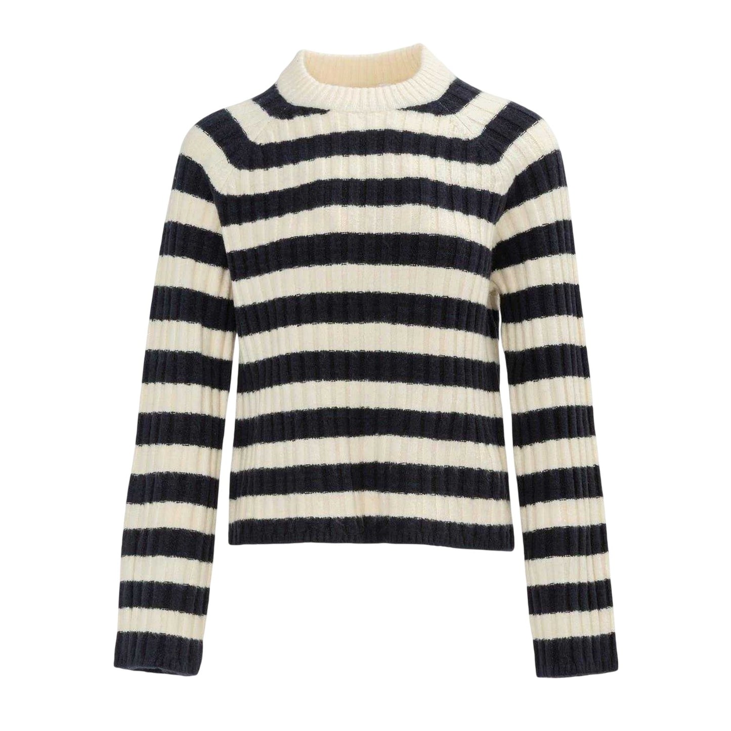 Navy - Front - Miso Womens-Ladies Stripe Open Hem Jumper