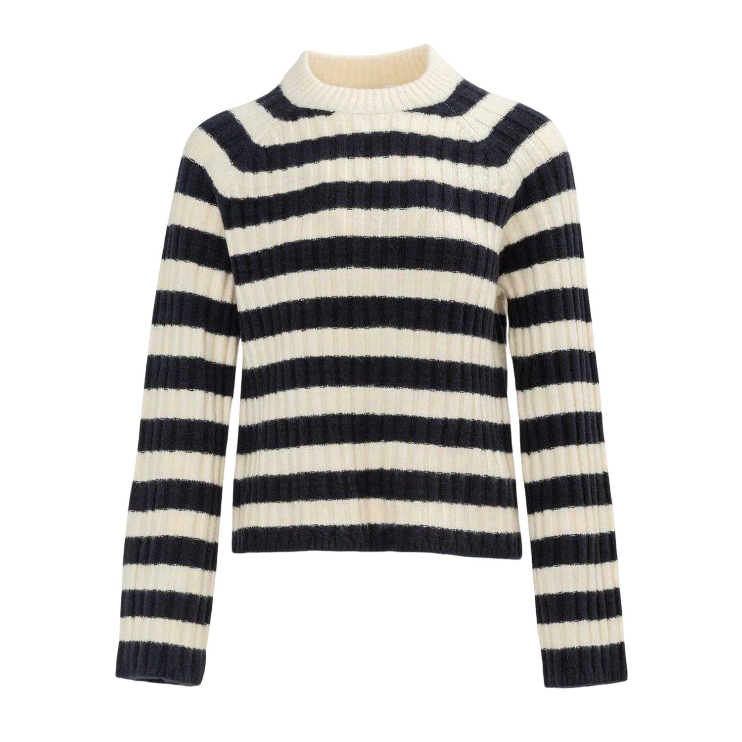 Navy - Front - Miso Womens-Ladies Stripe Open Hem Jumper