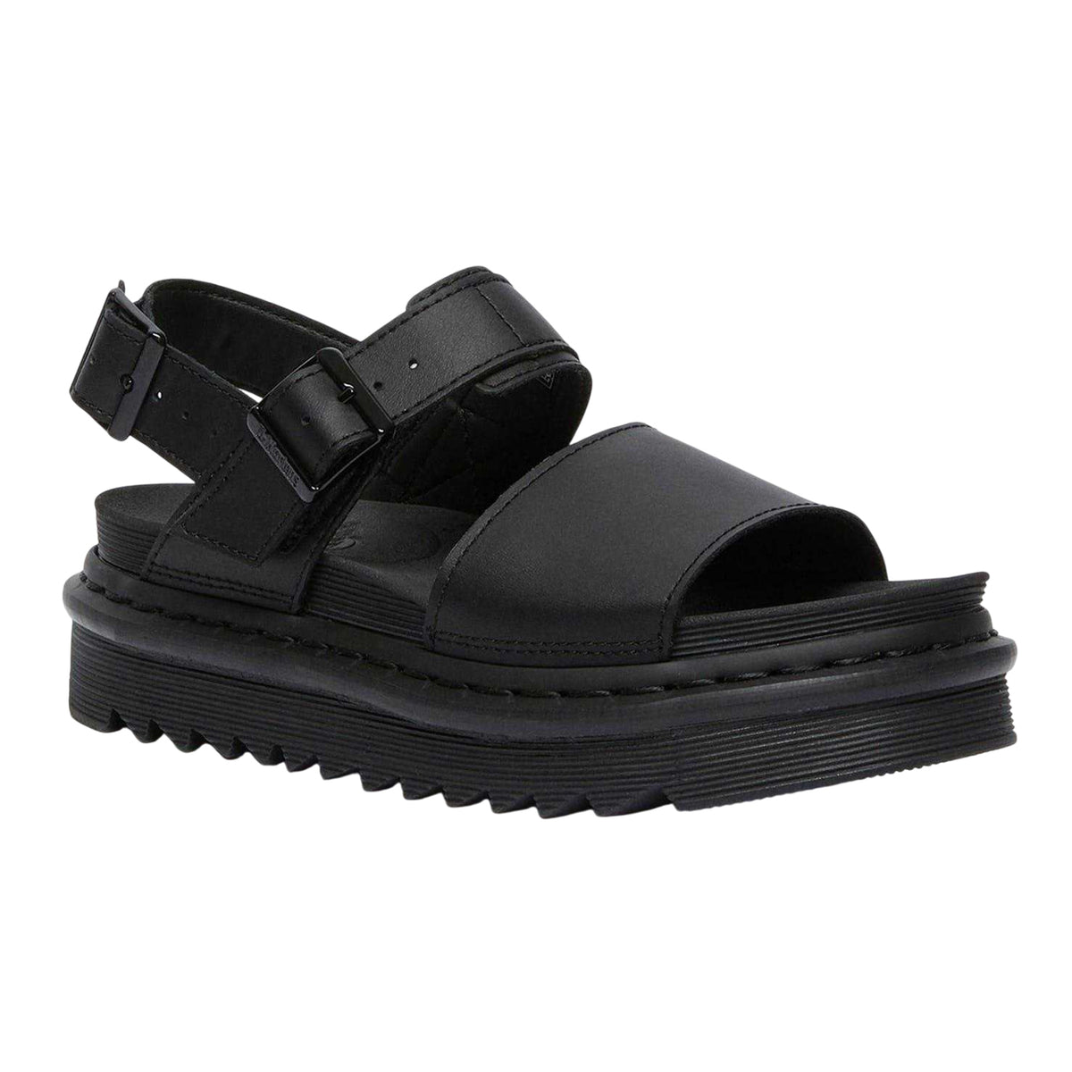 Black - Front - Dr Martens Womens-Ladies Voss Leather Platform Sandals