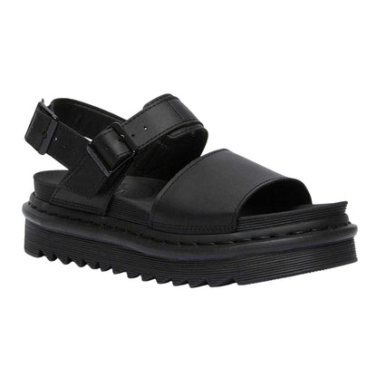 Black - Front - Dr Martens Womens-Ladies Voss Leather Platform Sandals