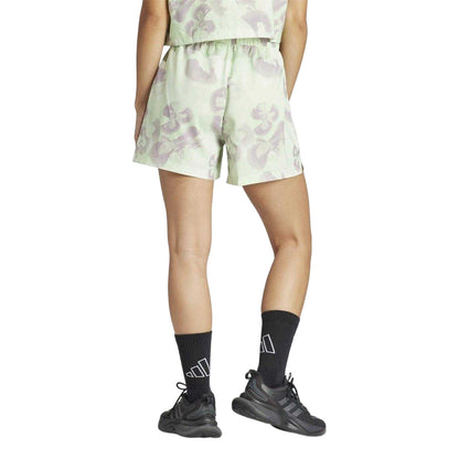 Beige Print - Back - Adidas Womens-Ladies Adventure Floral Shorts