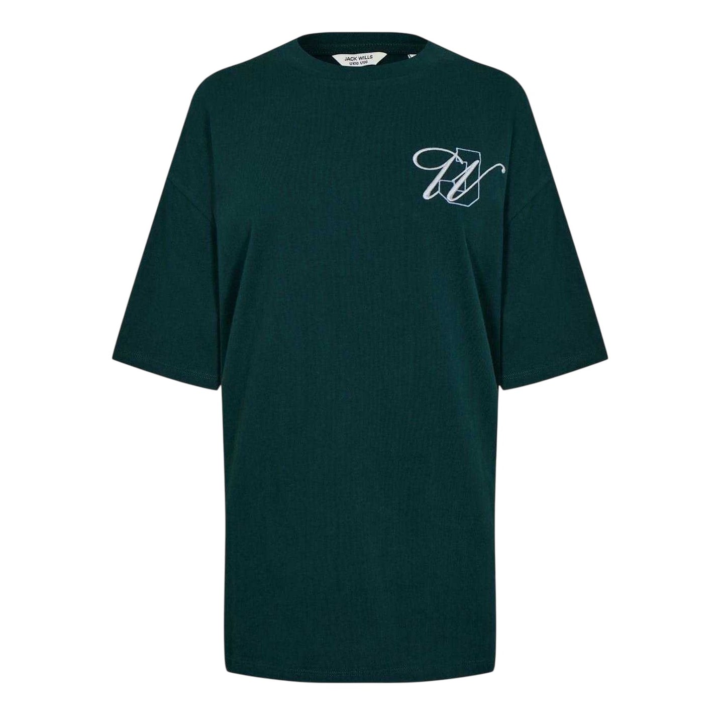 Dark Green - Front - Jack Wills Womens-Ladies Logo Oversized T-Shirt