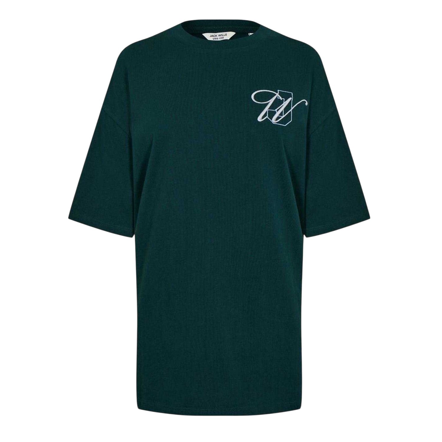 Dark Green - Front - Jack Wills Womens-Ladies Logo Oversized T-Shirt