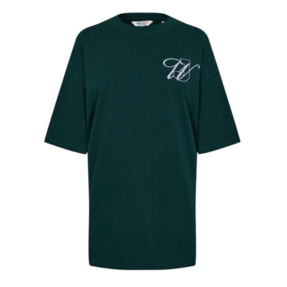 Dark Green - Front - Jack Wills Womens-Ladies Logo Oversized T-Shirt