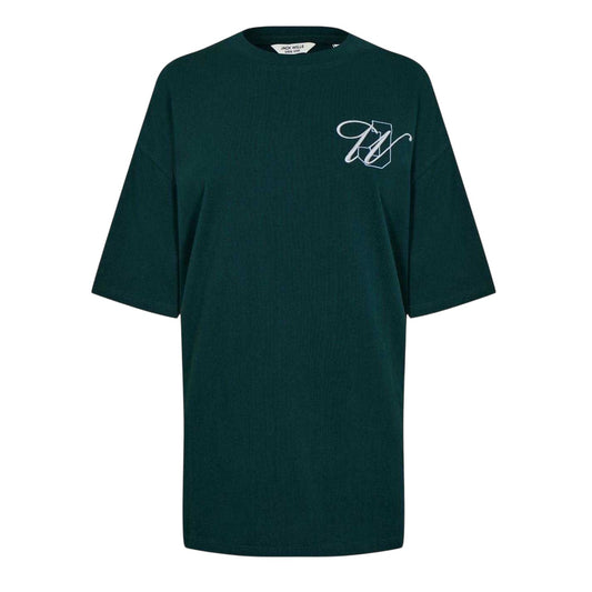Dark Green - Front - Jack Wills Womens-Ladies Logo Oversized T-Shirt