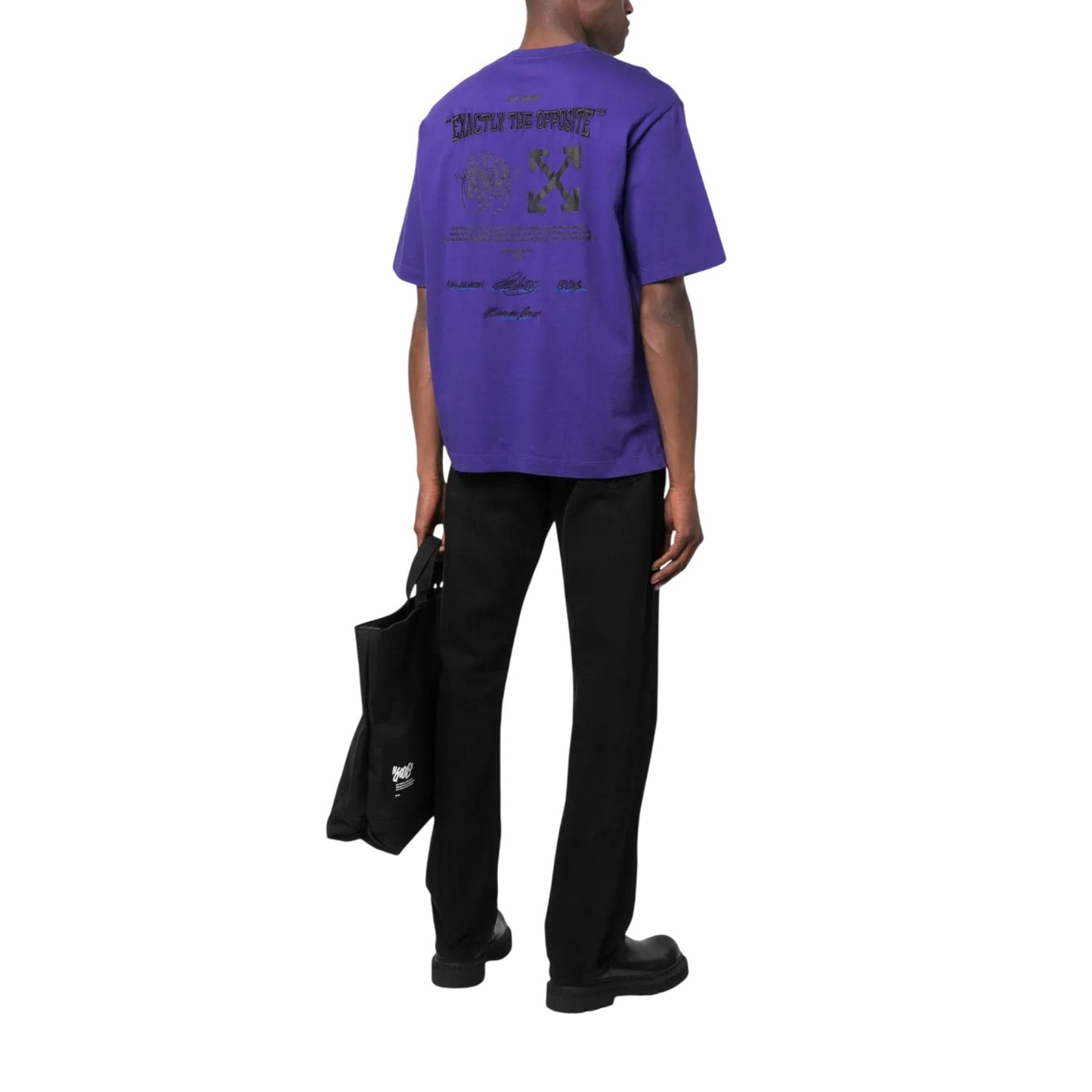 Purple - Back - Off White Mens Cotton Regular T-Shirt