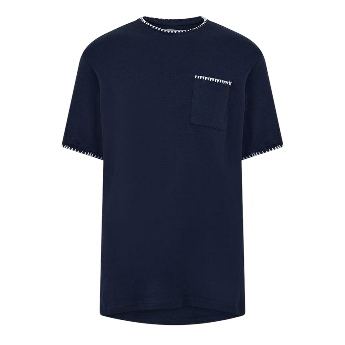 Navy-Ecru - Front - Threadbare Mens Perth Knitted T-Shirt