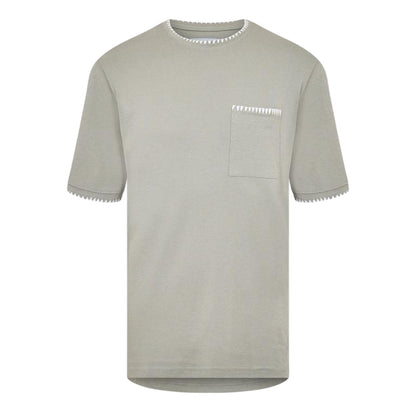 Sage-Ecru - Front - Threadbare Mens Perth Knitted T-Shirt